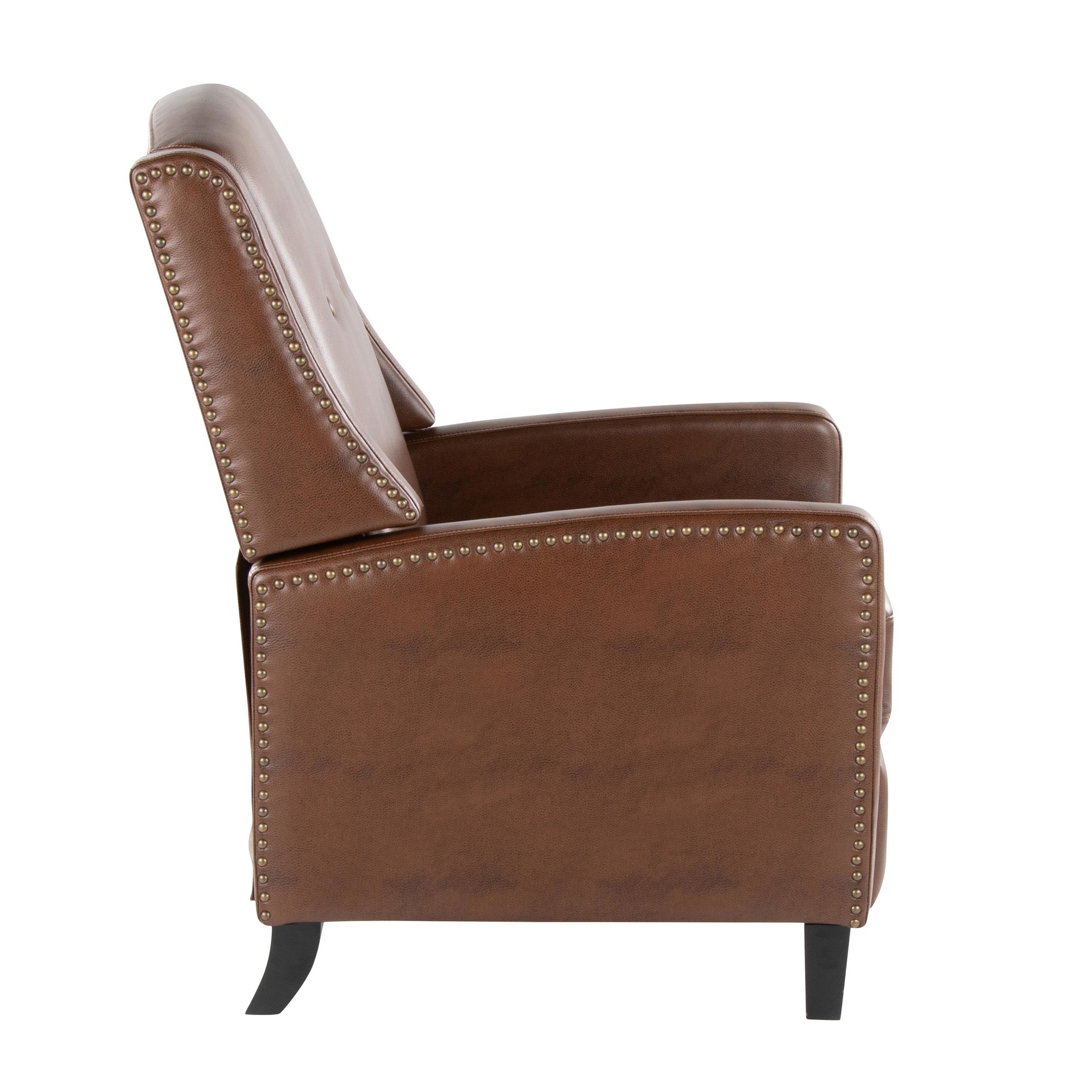 Stanley Brown Faux Leather Transitional Manual Recliner Black Wood 11 Stanley Brown Faux Leather Transitional Manual Recliner Black Wood - Image 11