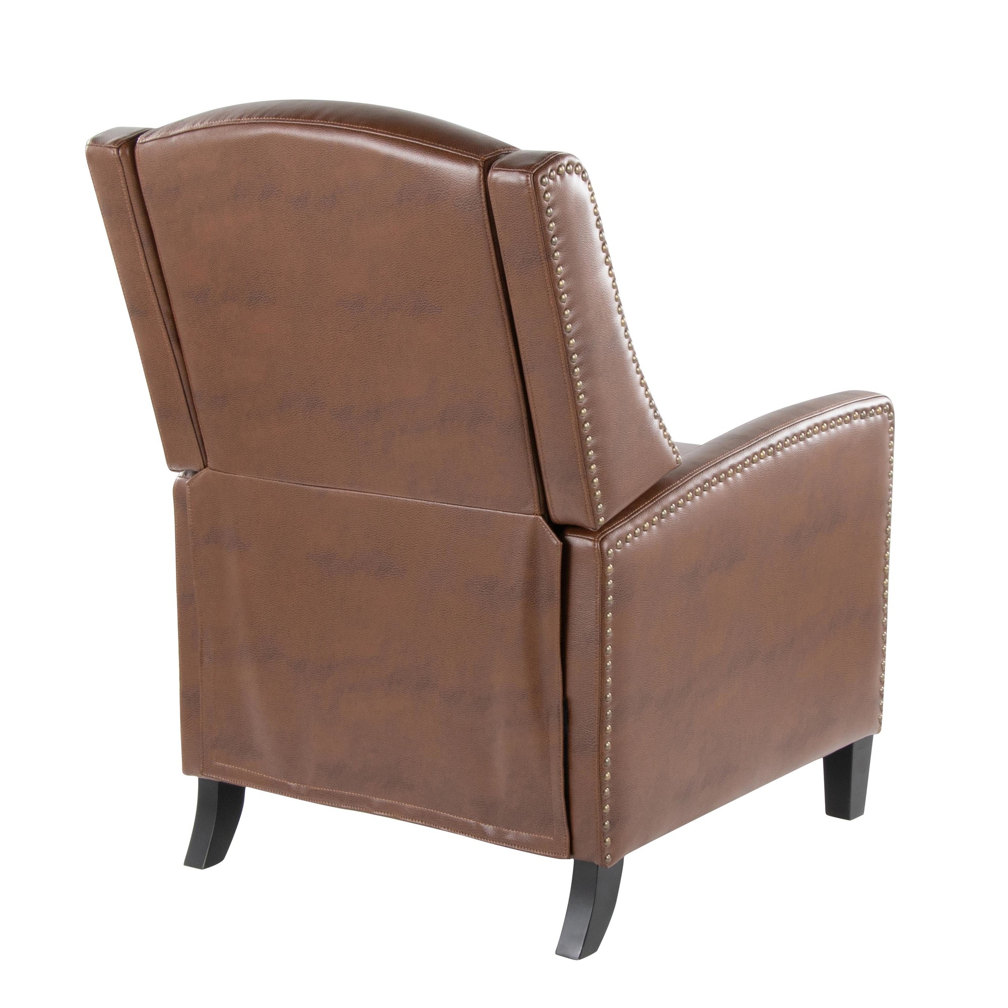 Stanley Brown Faux Leather Transitional Manual Recliner Black Wood 12 Stanley Brown Faux Leather Transitional Manual Recliner Black Wood - Image 12