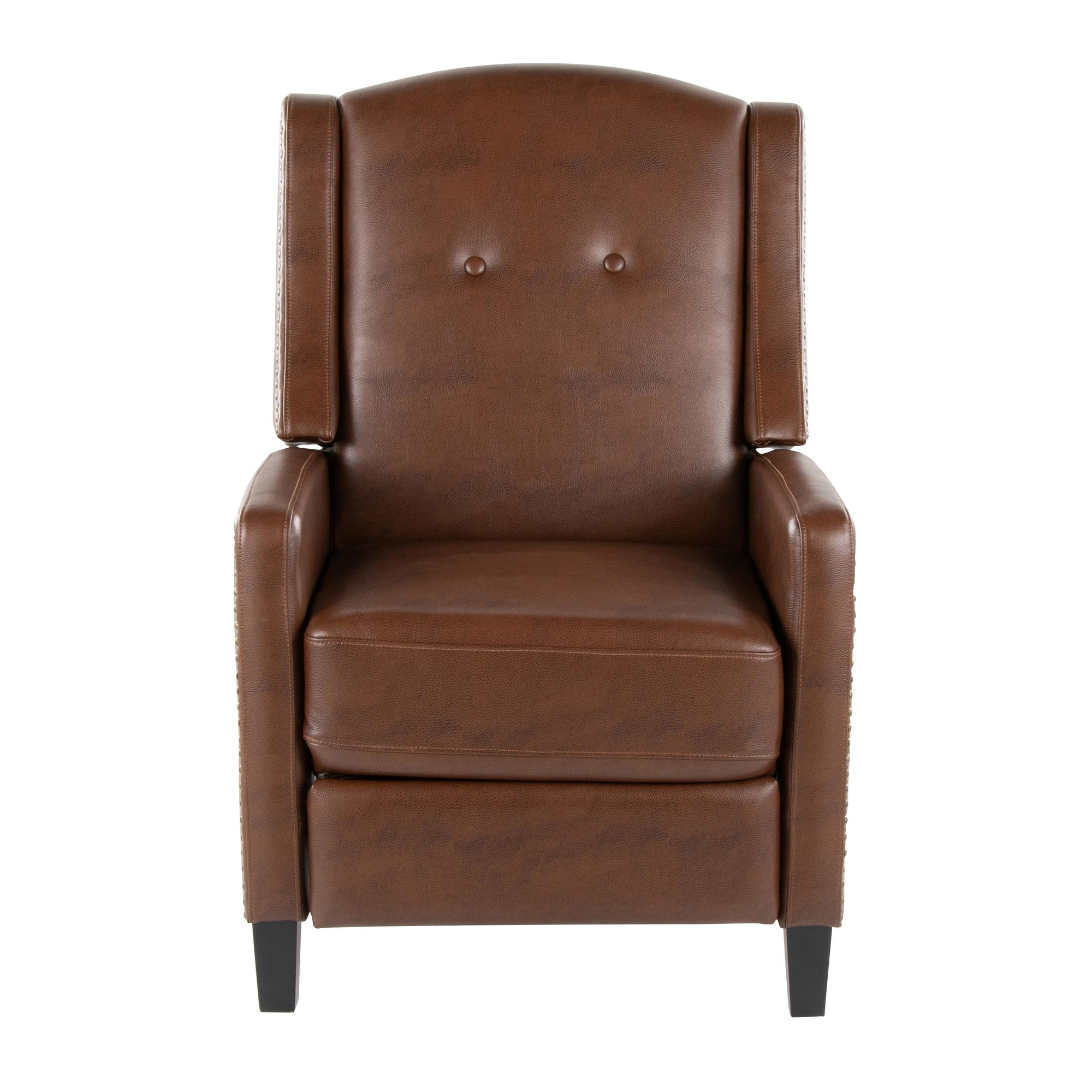 Stanley Brown Faux Leather Transitional Manual Recliner Black Wood 14 Stanley Brown Faux Leather Transitional Manual Recliner Black Wood - Image 14