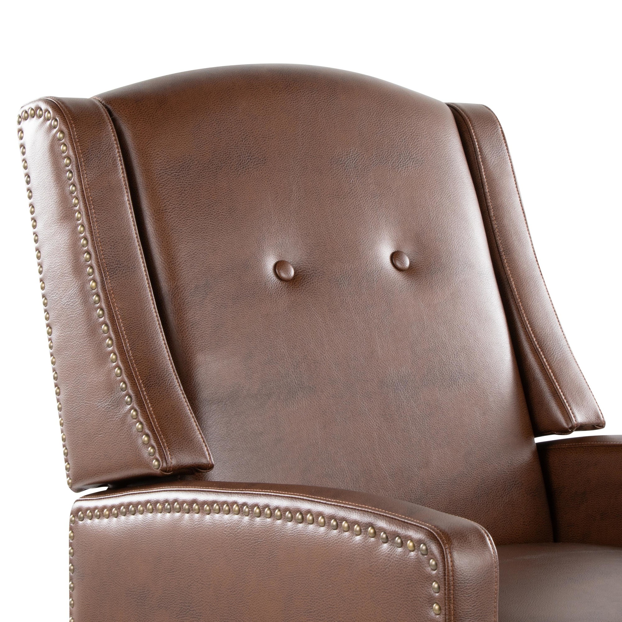 Stanley Brown Faux Leather Transitional Manual Recliner Black Wood 15 Stanley Brown Faux Leather Transitional Manual Recliner Black Wood - Image 15