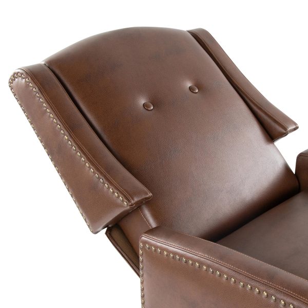 Stanley Brown Faux Leather Transitional Manual Recliner Black Wood 15