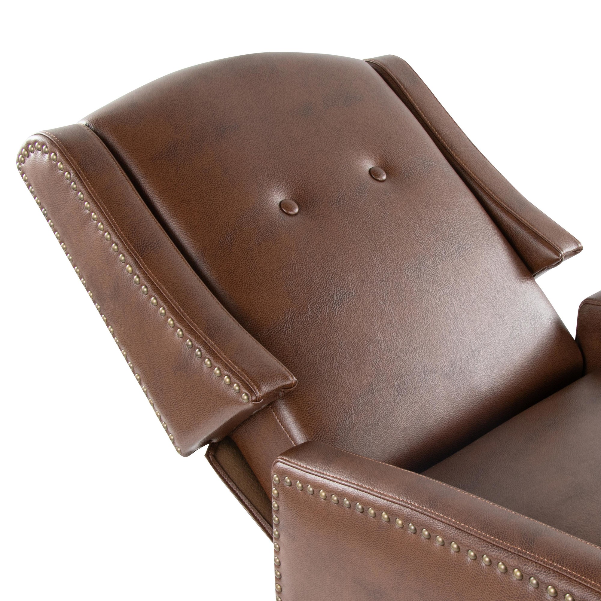 Stanley Brown Faux Leather Transitional Manual Recliner Black Wood 16 Stanley Brown Faux Leather Transitional Manual Recliner Black Wood - Image 16