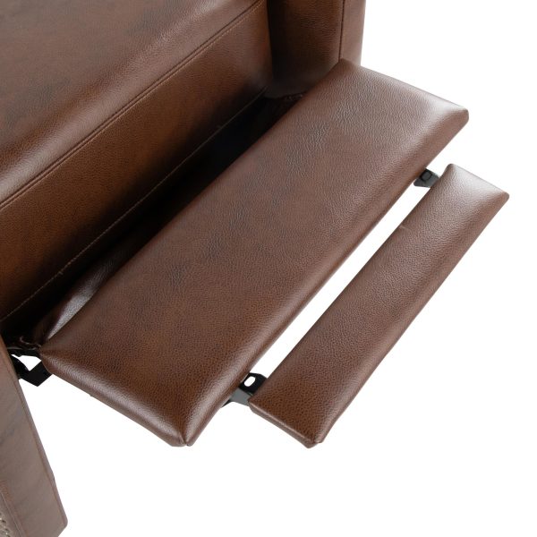 Stanley Brown Faux Leather Transitional Manual Recliner Black Wood 16