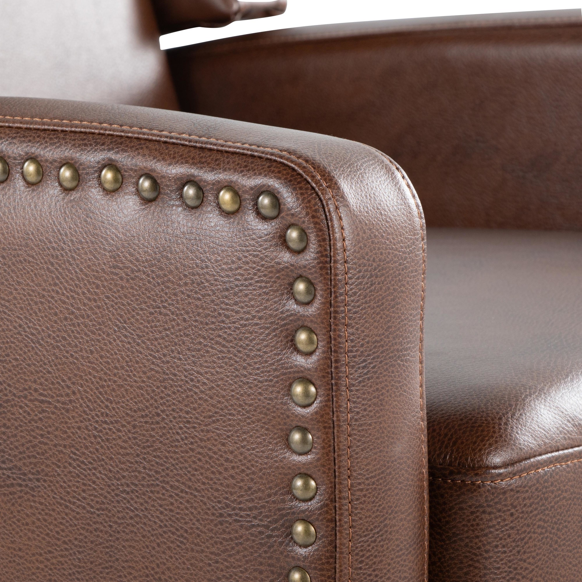 Stanley Brown Faux Leather Transitional Manual Recliner Black Wood 18 Stanley Brown Faux Leather Transitional Manual Recliner Black Wood - Image 18