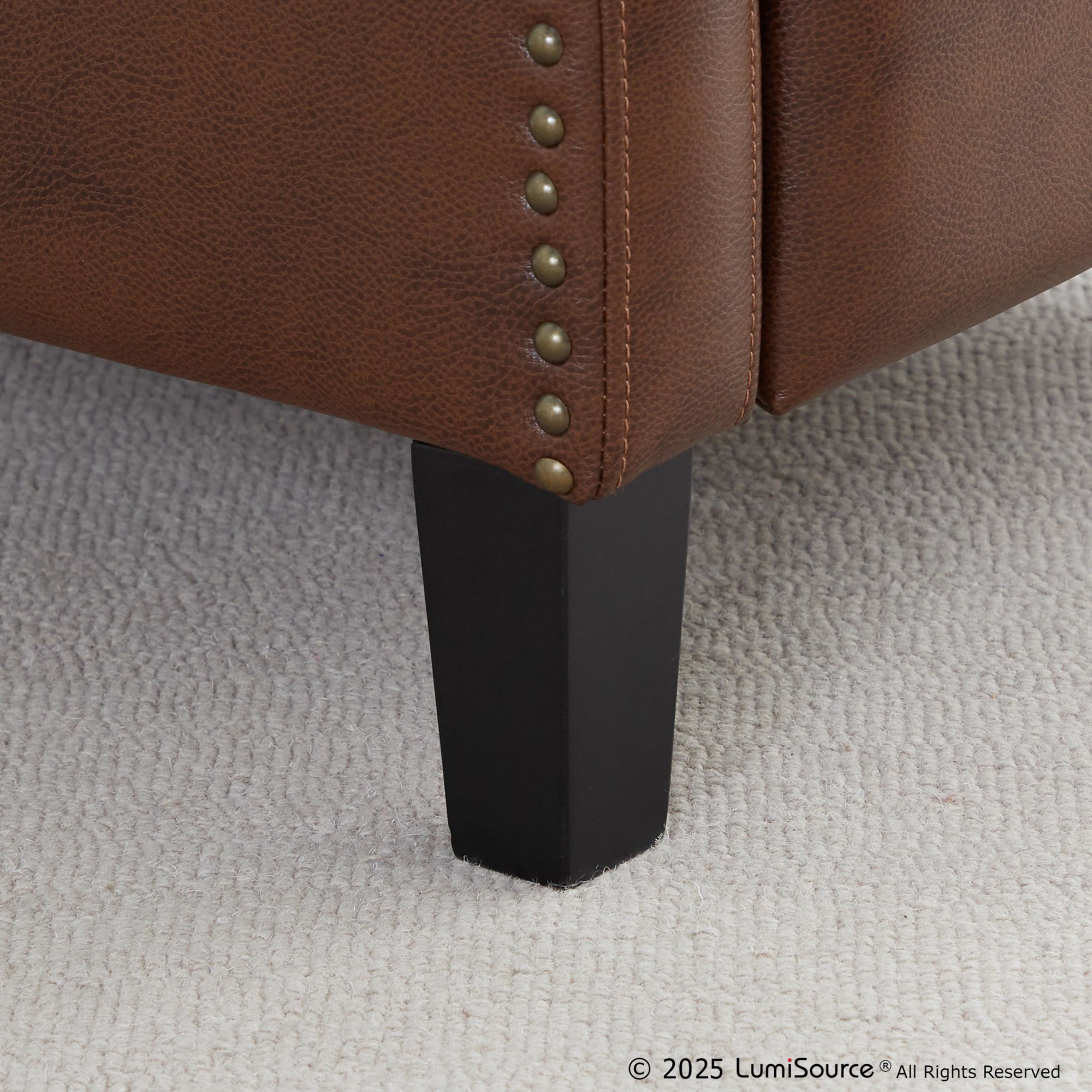 Stanley Brown Faux Leather Transitional Manual Recliner Black Wood 6 Stanley Brown Faux Leather Transitional Manual Recliner Black Wood - Image 6