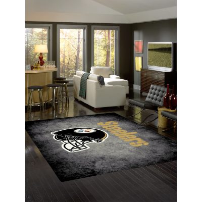 Steelers 8x11 Distressed Area Rug Officially Licensed NFL Rug