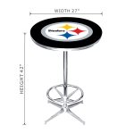 Steelers Chrome Pub Table with Logo and Steel Base