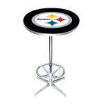 Steelers Chrome Pub Table with Logo and Steel Base