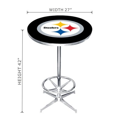 Steelers Chrome Pub Table with Logo and Steel Base