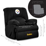 Steelers GM Black Microfiber Rocker Recliner Embroidered USA Made 6 Steelers GM Black Microfiber Rocker Recliner Embroidered USA Made