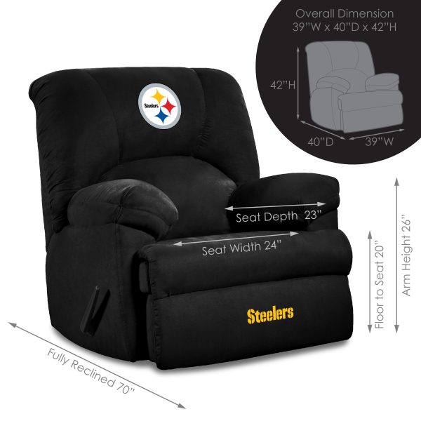 Steelers GM Black Microfiber Rocker Recliner Embroidered USA Made 1