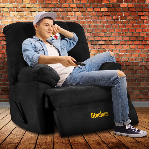 Steelers GM Black Microfiber Rocker Recliner Embroidered USA Made