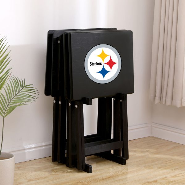 Steelers NFL Hardwood TV Tray Set with Stand 2