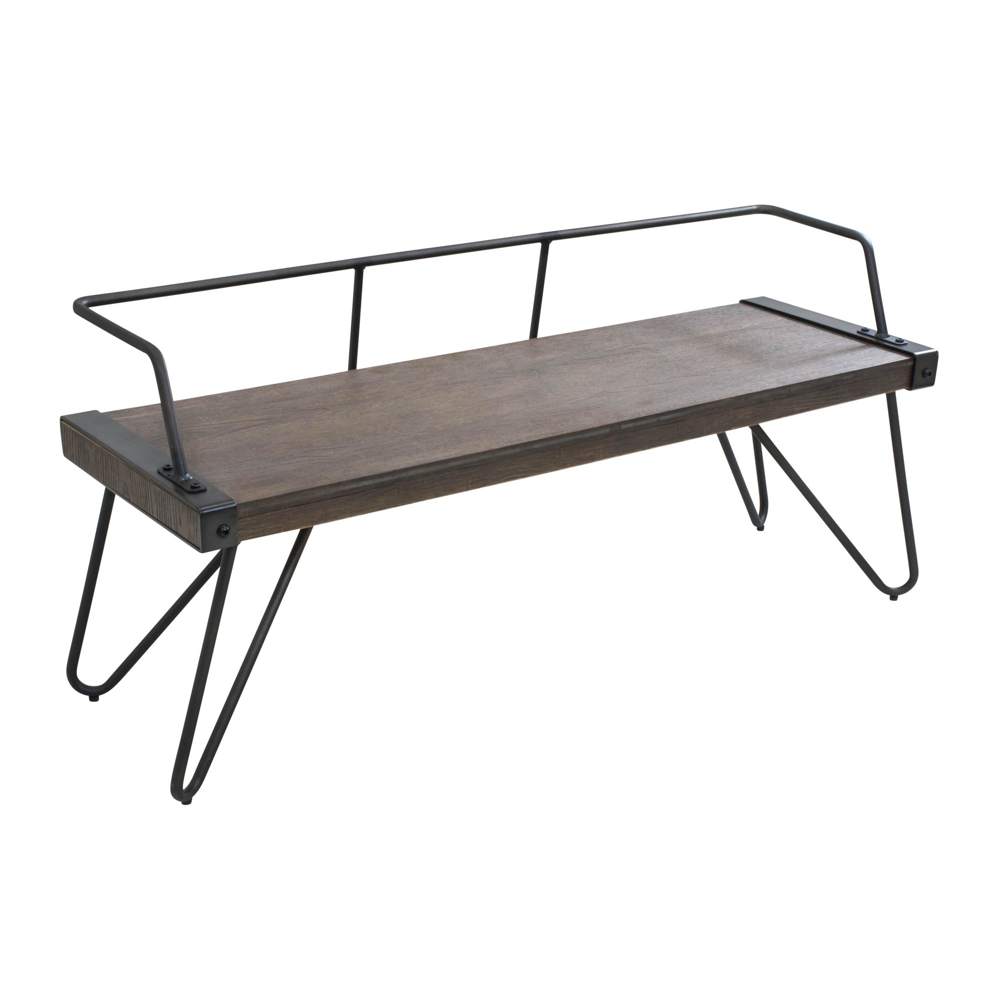 Stefani Industrial Walnut Wood and Antique Metal Bench 2 Stefani Industrial Walnut Wood and Antique Metal Bench - Image 2