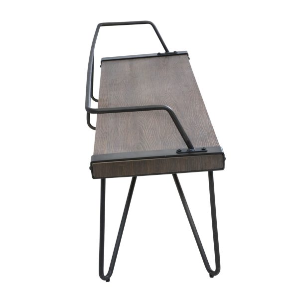 Stefani Industrial Walnut Wood and Antique Metal Bench 2