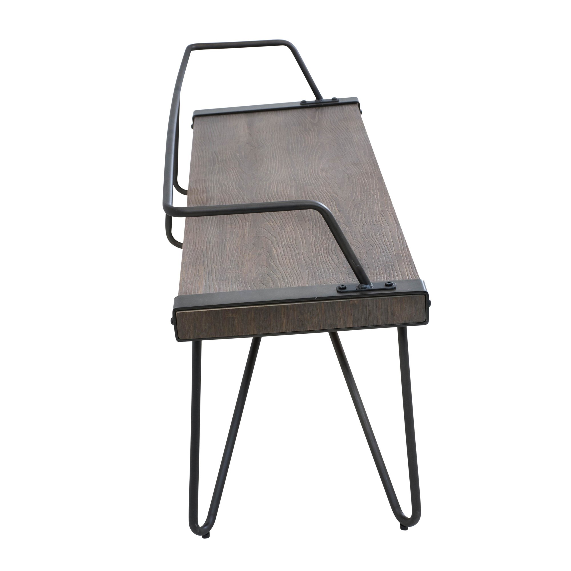 Stefani Industrial Walnut Wood and Antique Metal Bench 3 Stefani Industrial Walnut Wood and Antique Metal Bench - Image 3