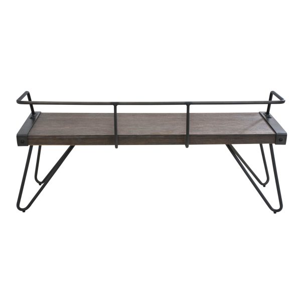 Stefani Industrial Walnut Wood and Antique Metal Bench 4
