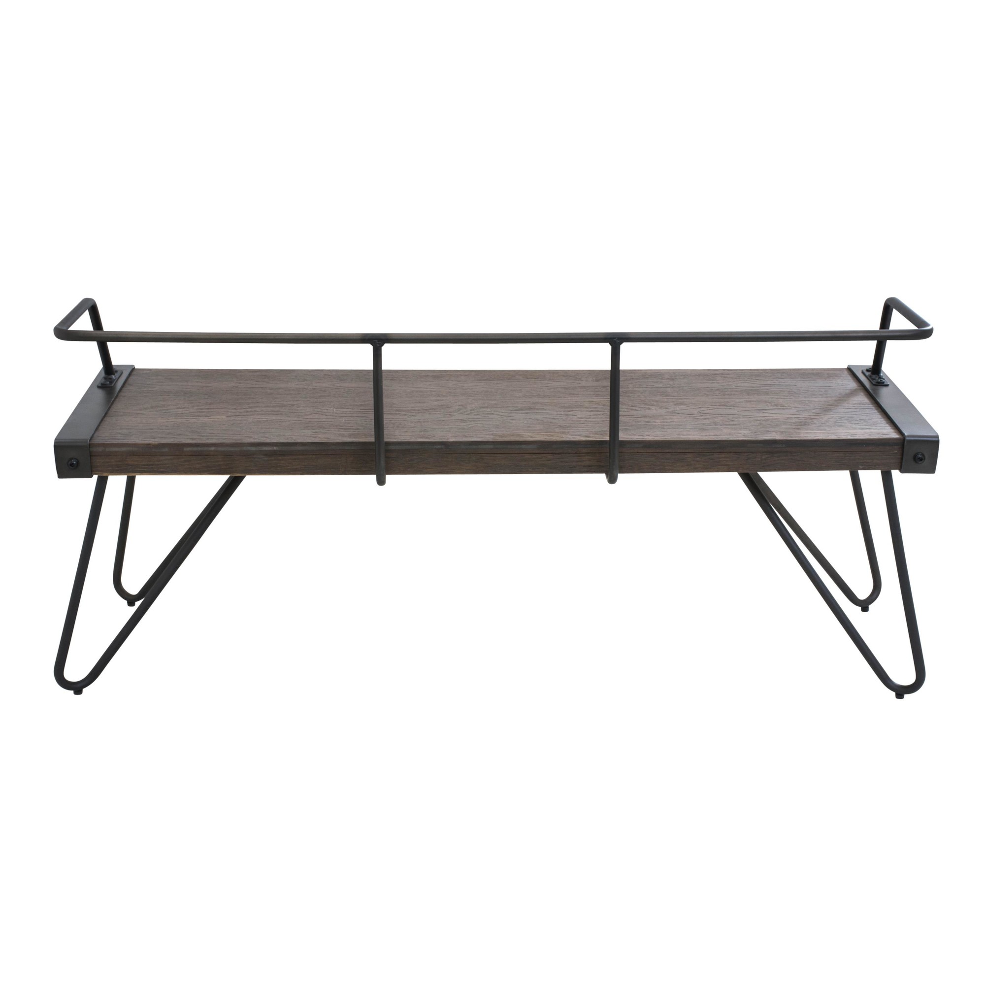 Stefani Industrial Walnut Wood and Antique Metal Bench 5 Stefani Industrial Walnut Wood and Antique Metal Bench - Image 5