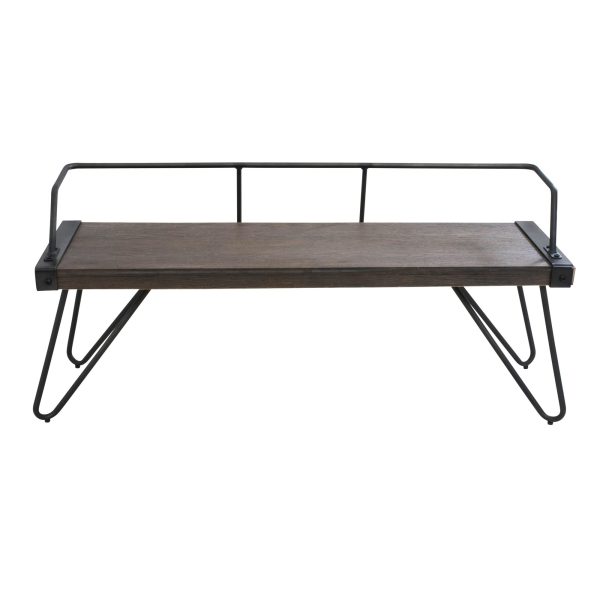 Stefani Industrial Walnut Wood and Antique Metal Bench 5