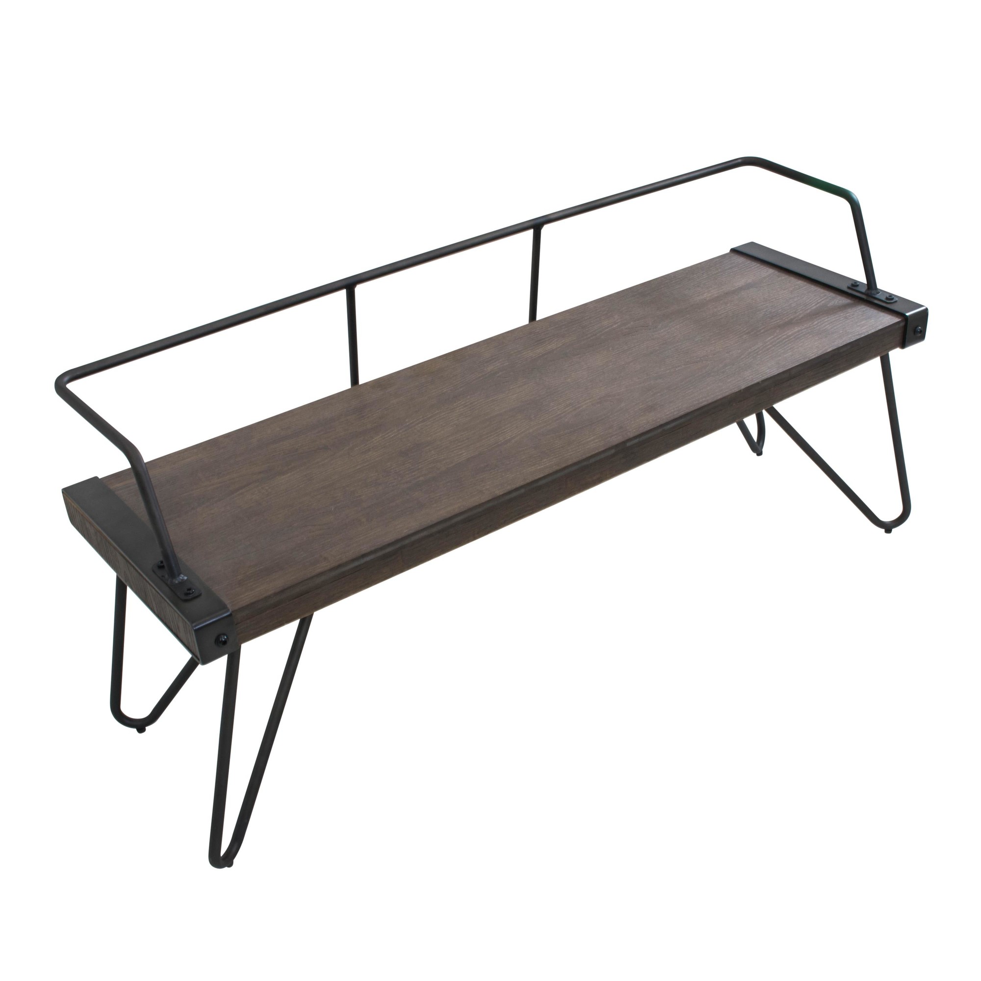 Stefani Industrial Walnut Wood and Antique Metal Bench 7 Stefani Industrial Walnut Wood and Antique Metal Bench - Image 7