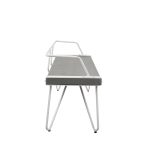 Stefani Industrial White Metal and Grey Wood Bench 12 Stefani Industrial White Metal and Grey Wood Bench