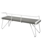 Stefani Industrial White Metal and Grey Wood Bench 13 Stefani Industrial White Metal and Grey Wood Bench