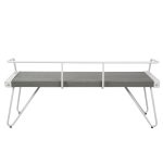 Stefani Industrial White Metal and Grey Wood Bench 14 Stefani Industrial White Metal and Grey Wood Bench