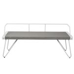 Stefani Industrial White Metal and Grey Wood Bench 15 Stefani Industrial White Metal and Grey Wood Bench