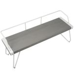 Stefani Industrial White Metal and Grey Wood Bench 16 Stefani Industrial White Metal and Grey Wood Bench