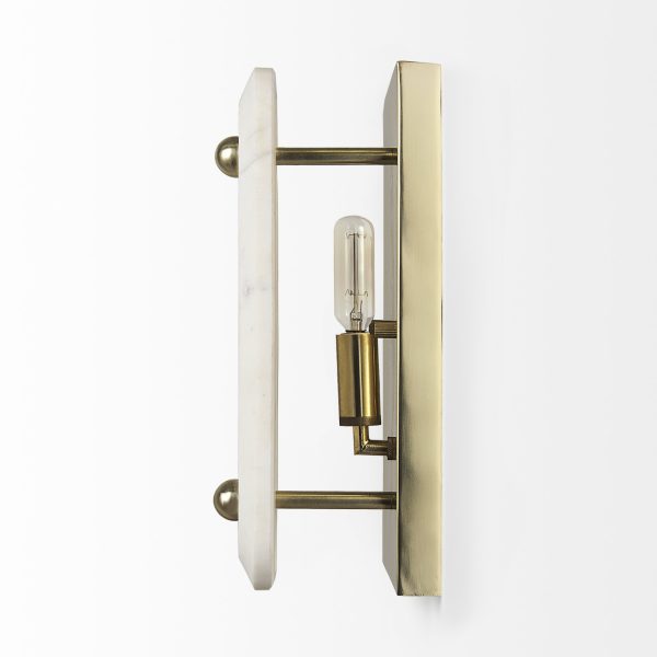Stein 5L x 6W Gold W White Marble Shade Wall Sconce 3