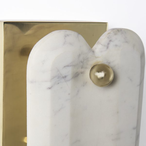 Stein 5L x 6W Gold W White Marble Shade Wall Sconce 4