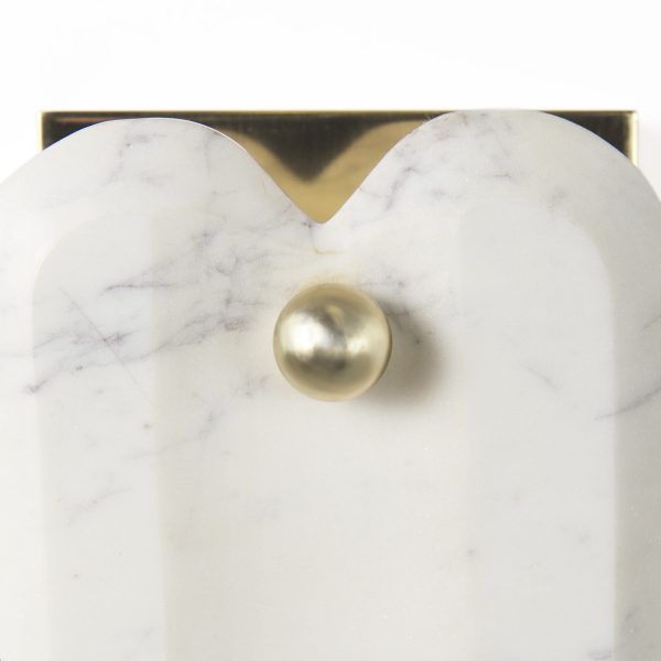 Stein 5L x 6W Gold W White Marble Shade Wall Sconce 5