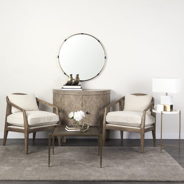 Stella 17L x 17W White Round Marble Top WGold Base Accent Table 1