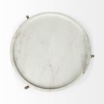 Stella 17L x 17W White Round Marble Top W/Gold Base Accent Table