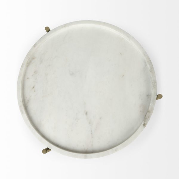 Stella 17L x 17W White Round Marble Top WGold Base Accent Table 8