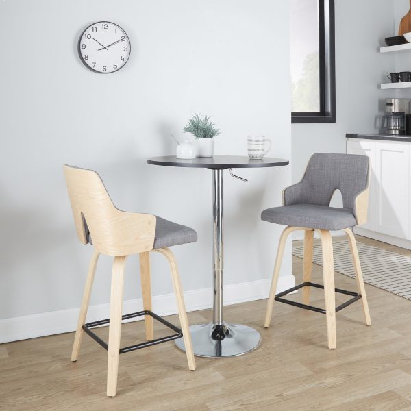 Stella 24 Contemporary Light Grey Swivel Counter Stool Set of 2 1