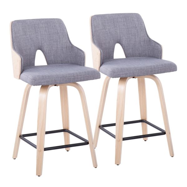 Stella 24 Contemporary Light Grey Swivel Counter Stool Set of 2 2
