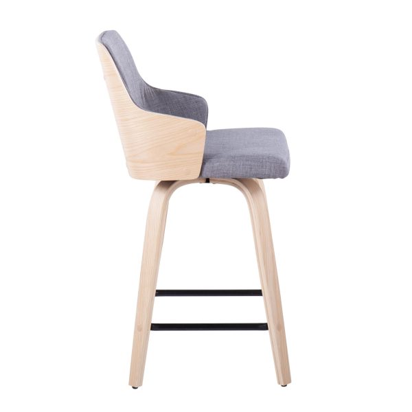 Stella 24 Contemporary Light Grey Swivel Counter Stool Set of 2 4