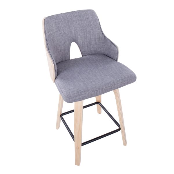 Stella 24 Contemporary Light Grey Swivel Counter Stool Set of 2 8
