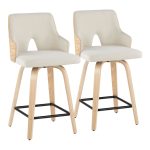 Stella 24 Cream Fabric Contemporary Swivel Counter Stools (Set of 2) 14 Stella 24 Cream Fabric Contemporary Swivel Counter Stools (Set of 2)