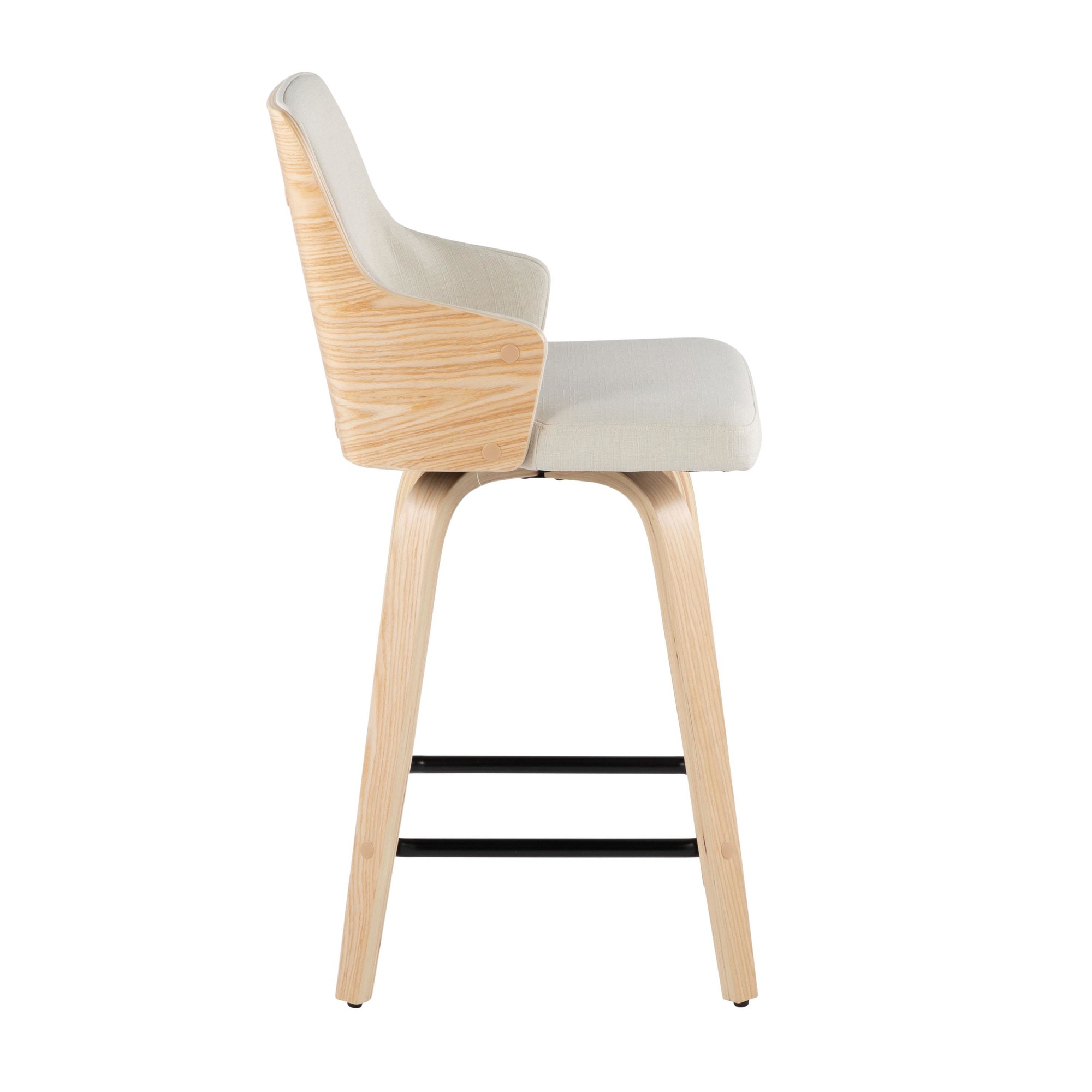 Stella 24 Cream Fabric Contemporary Swivel Counter Stools (Set of 2) 5 Stella 24 Cream Fabric Contemporary Swivel Counter Stools (Set of 2) - Image 5