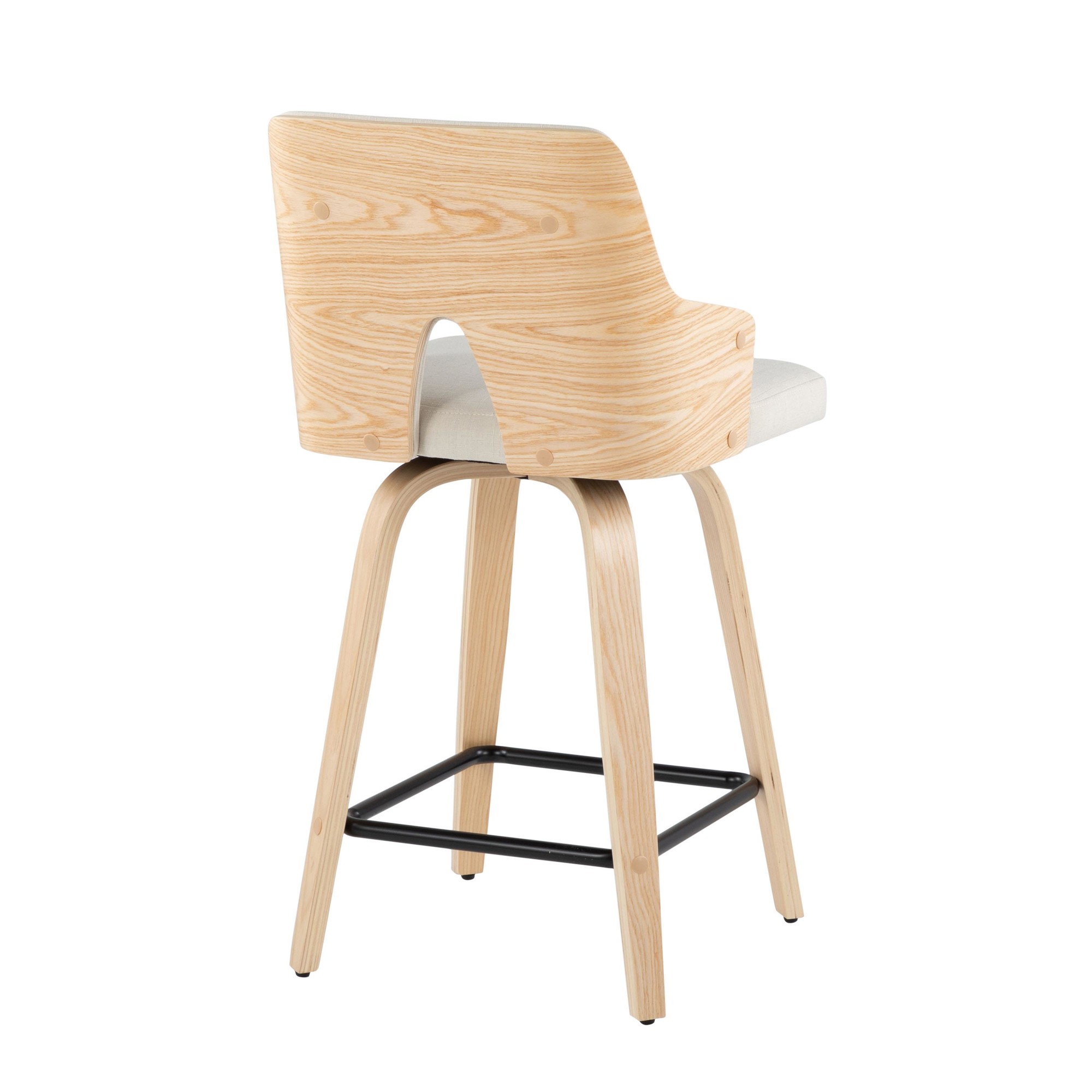 Stella 24 Cream Fabric Contemporary Swivel Counter Stools (Set of 2) 6 Stella 24 Cream Fabric Contemporary Swivel Counter Stools (Set of 2) - Image 6