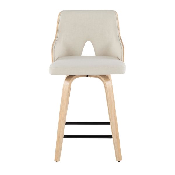 Stella 24 Cream Fabric Contemporary Swivel Counter Stools Set of 2 7