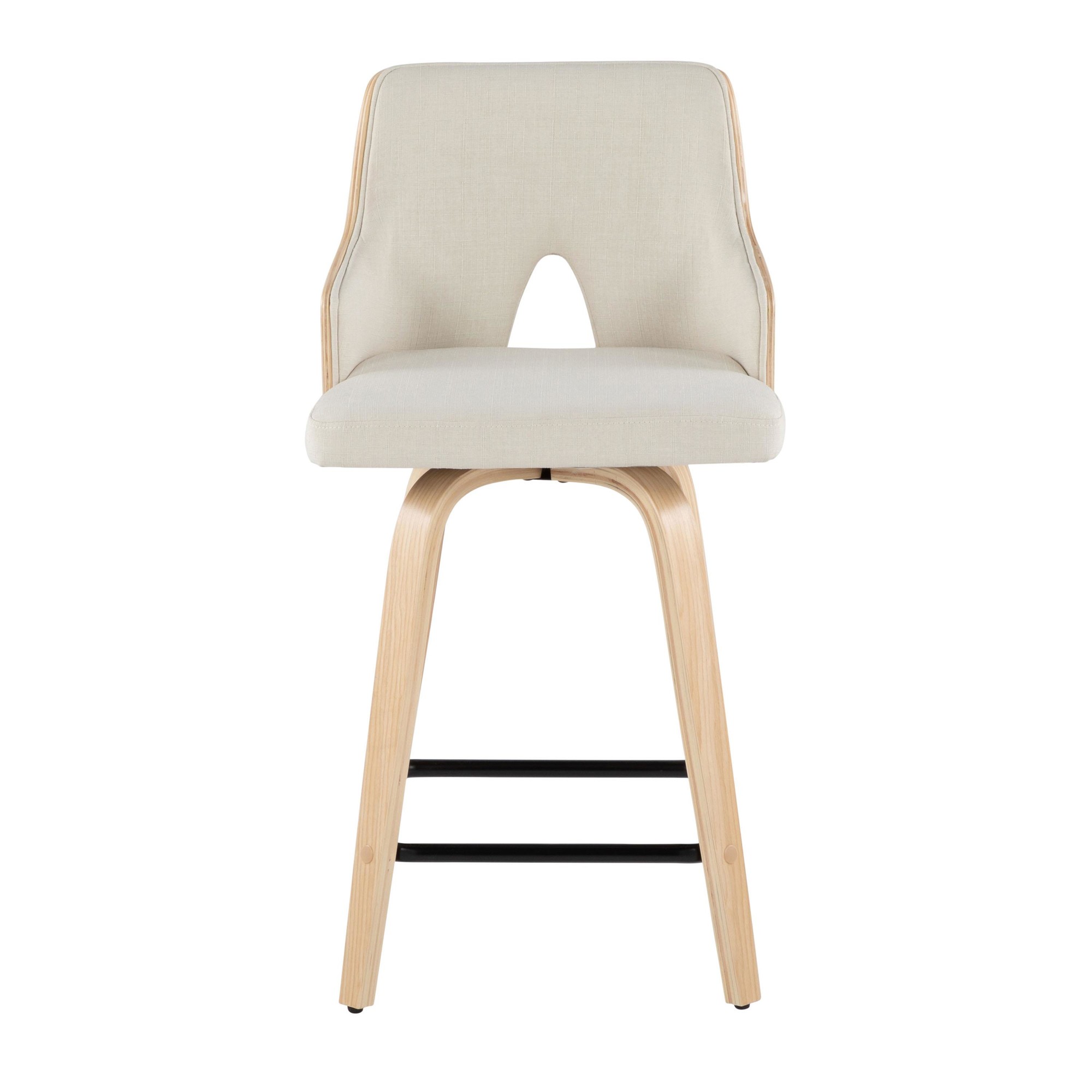 Stella 24 Cream Fabric Contemporary Swivel Counter Stools (Set of 2) 8 Stella 24 Cream Fabric Contemporary Swivel Counter Stools (Set of 2) - Image 8