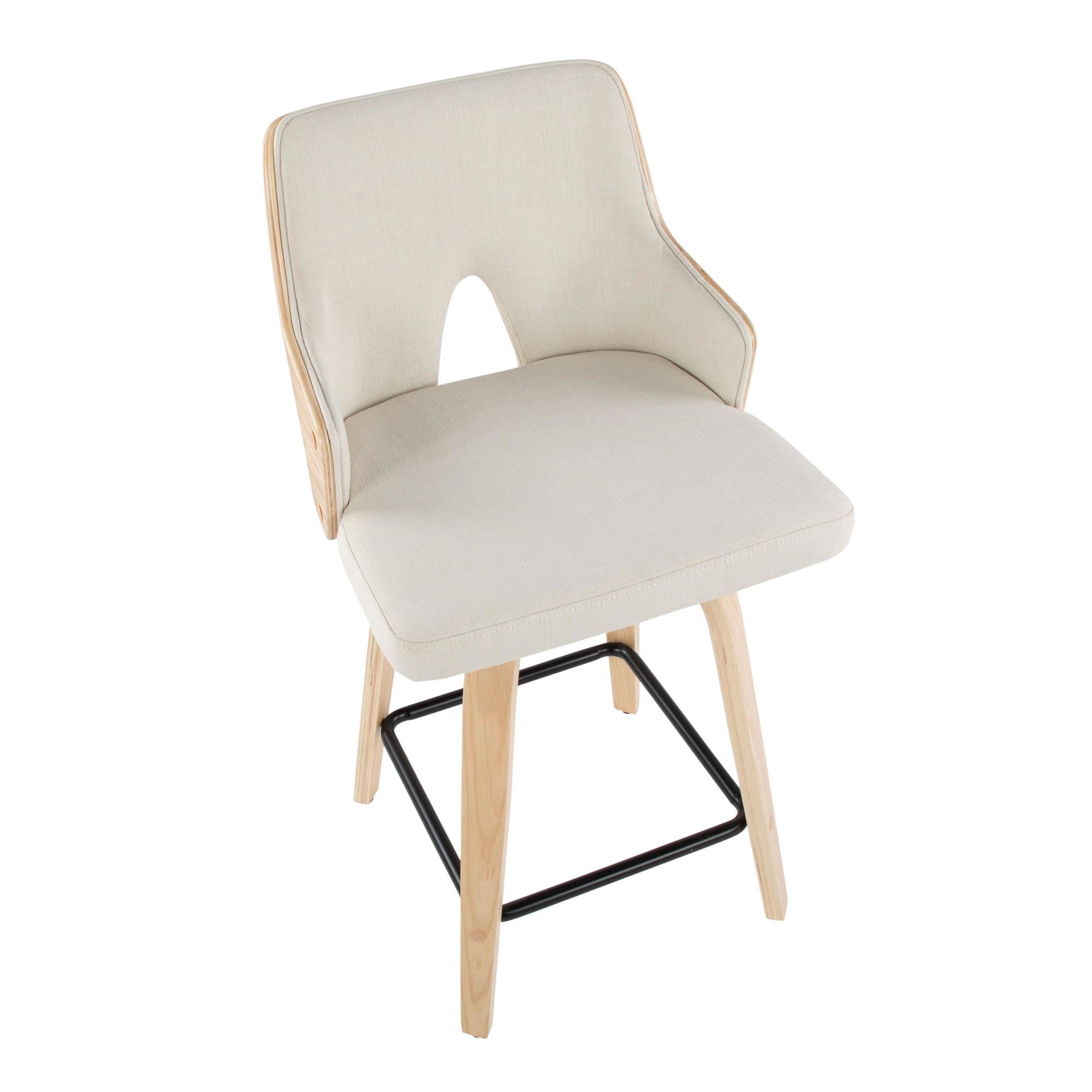 Stella 24 Cream Fabric Contemporary Swivel Counter Stools (Set of 2) 9 Stella 24 Cream Fabric Contemporary Swivel Counter Stools (Set of 2) - Image 9