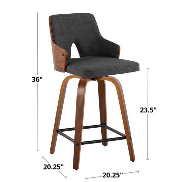Stella 24 Cream Fabric Contemporary Swivel Counter Stools Set of 2 9