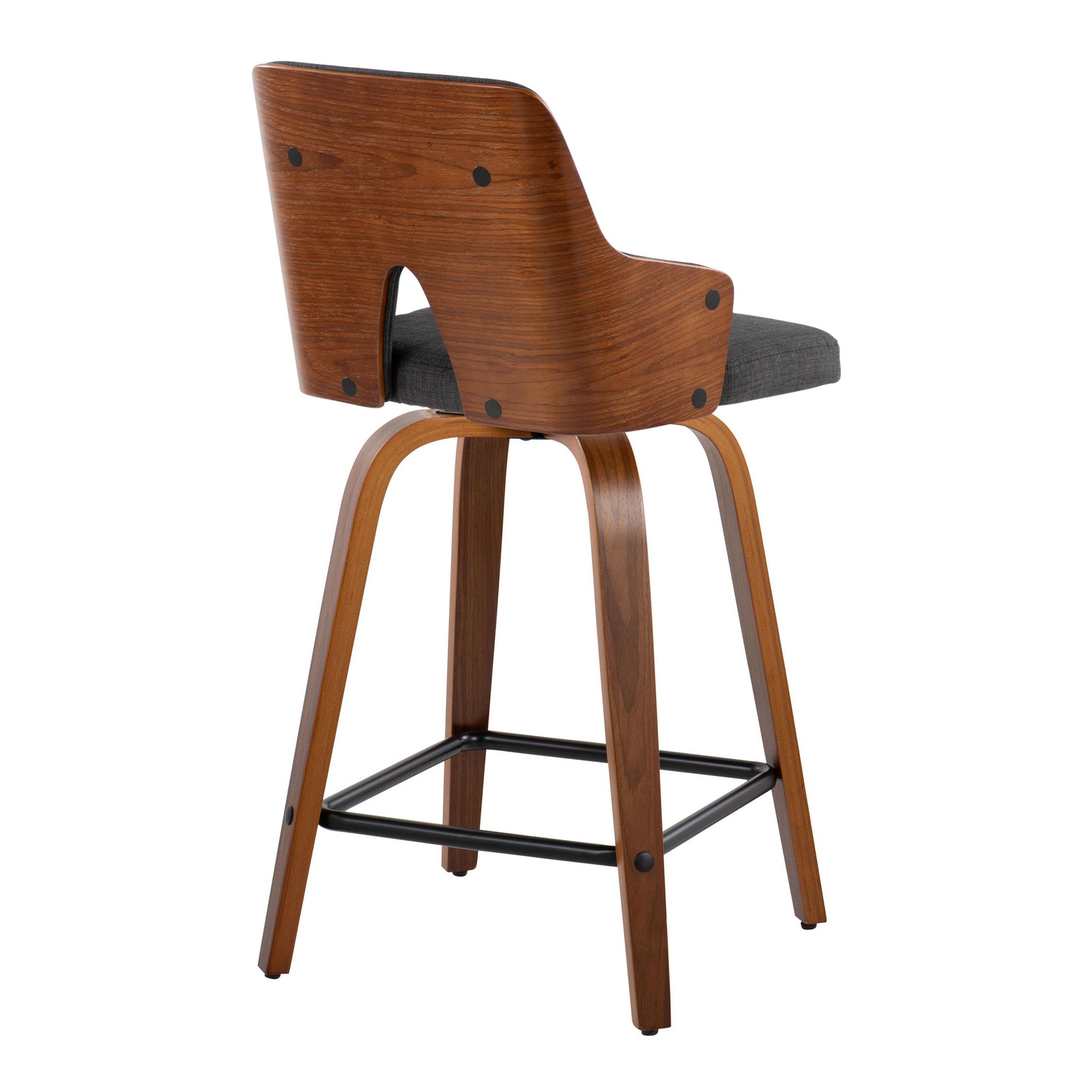 Stella 24 Mid-Century Modern Walnut Swivel Counter Stool (Set of 2) 6 Stella 24 Mid-Century Modern Walnut Swivel Counter Stool (Set of 2) - Image 6