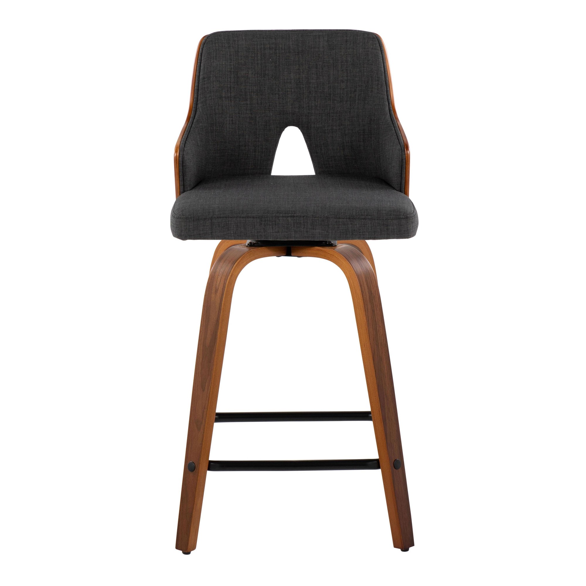 Stella 24 Mid-Century Modern Walnut Swivel Counter Stool (Set of 2) 8 Stella 24 Mid-Century Modern Walnut Swivel Counter Stool (Set of 2) - Image 8