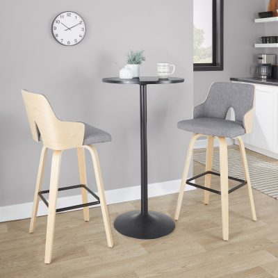 Stella 30 Contemporary Light Grey Swivel Barstools (Set of 2)