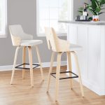 Stella 30 Cream Fabric Natural Wood Contemporary Barstools (Set of 2) 10 Stella 30 Cream Fabric Natural Wood Contemporary Barstools (Set of 2)